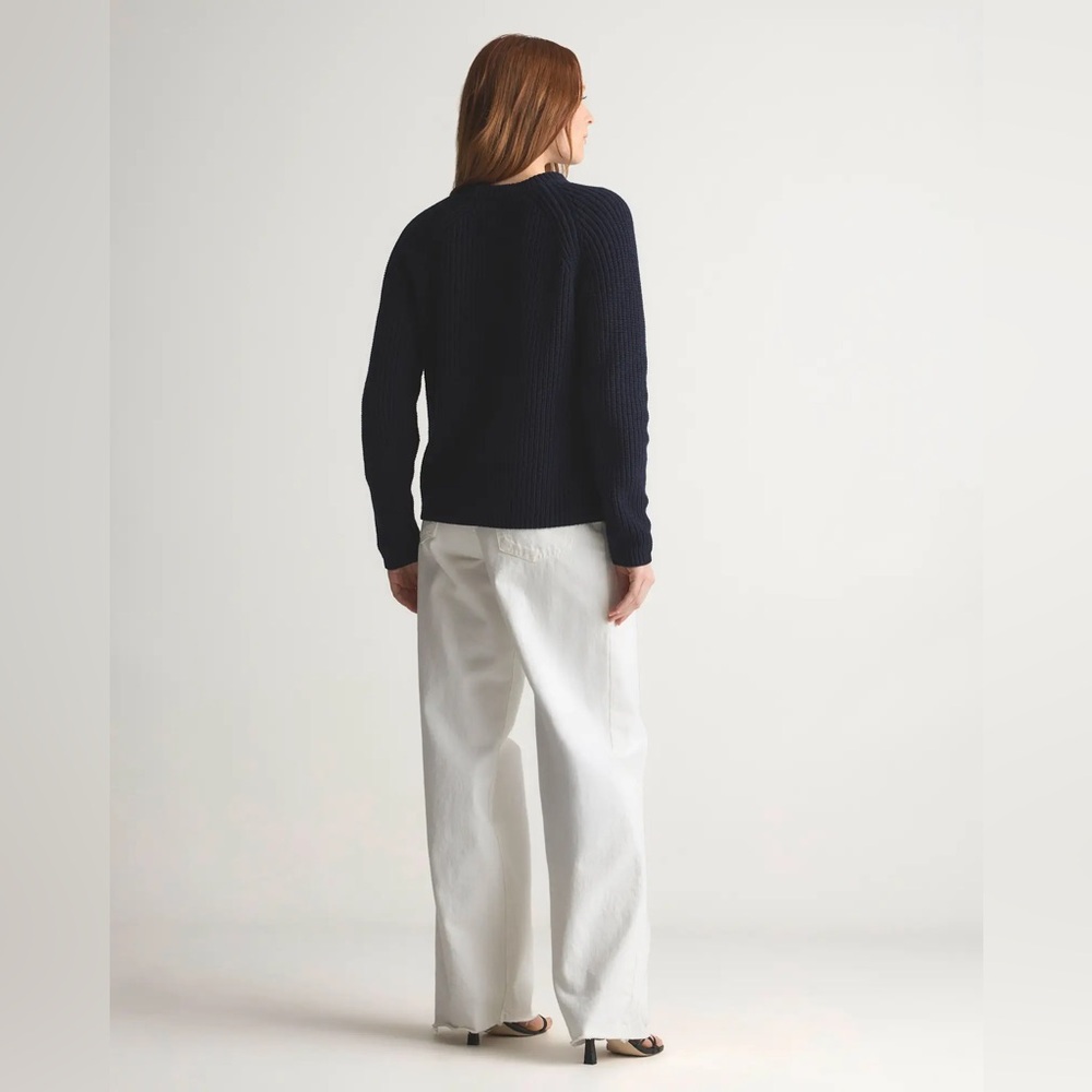 Quince Women’s 100% Organic Cotton Fisherman Crew Sweater Navy Size Large - Picture 3 of 16
